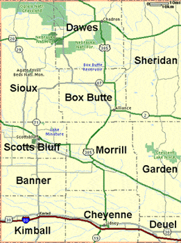 Nebraska Panhandle Counties Image Map